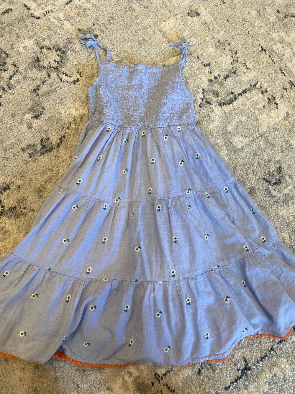 Mini Boden Lavender Tiered Sundress with Daisy Embroidery
